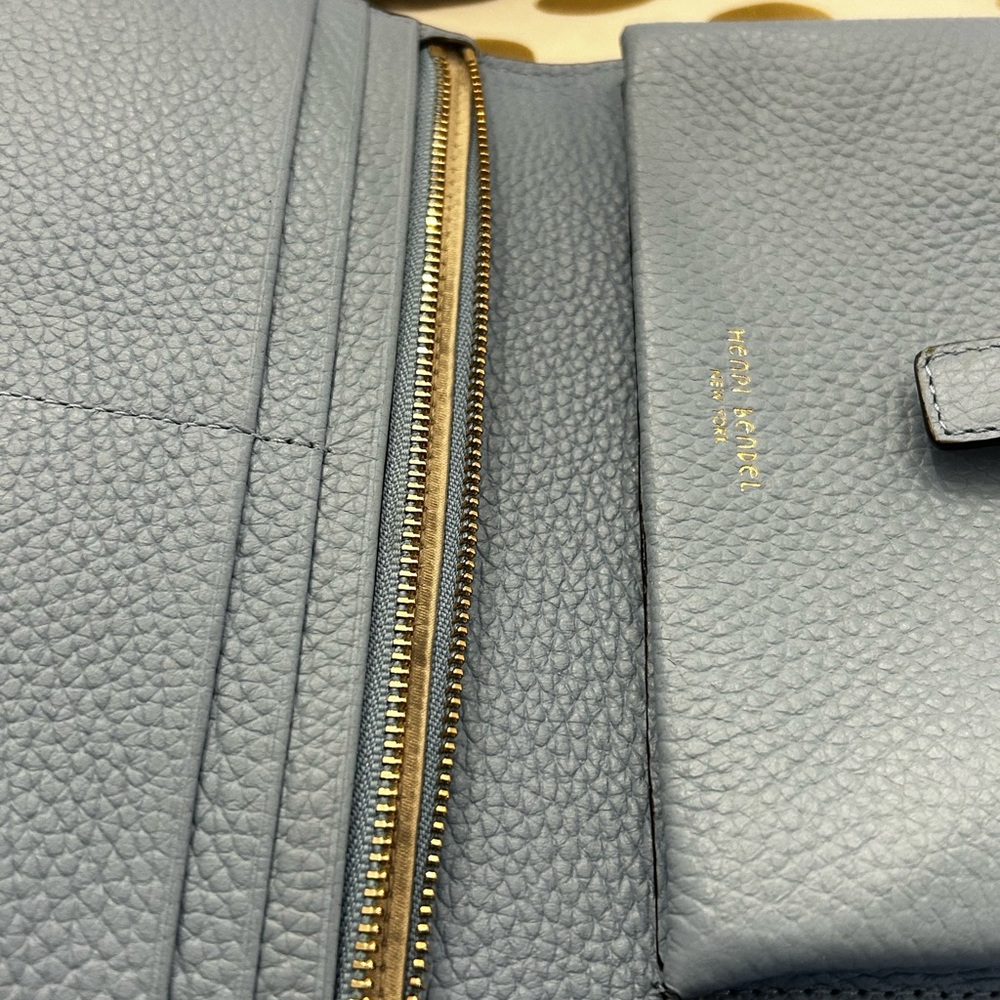 Henri Bendel New York Light Blue Leather Wristlet Clutch Braided Strap - Picture 10 of 16